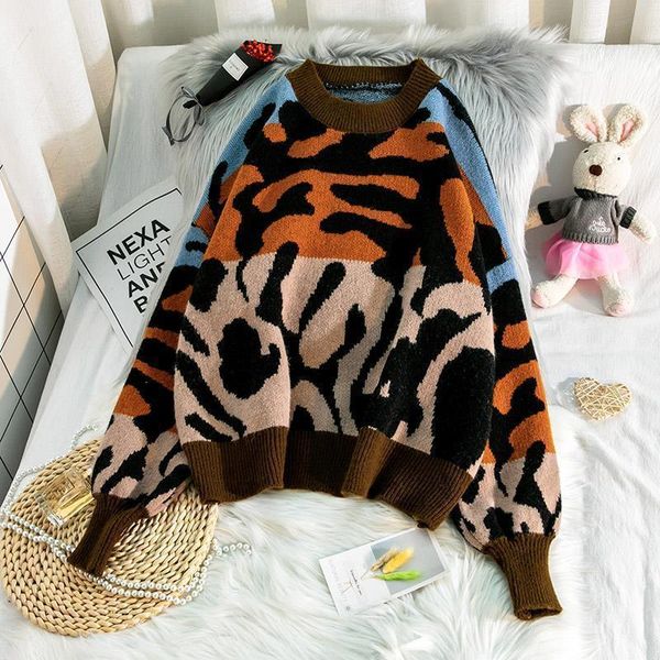 women's sweaters women autumn winter contrast color leopard printed sweater loose hedging pullovers thick jacquard knitted jumpers, White;black
women's sweaters women autumn winter contrast color leopard printed sweater loose hedging pullovers thick jacquard knitted jumpers, White;black