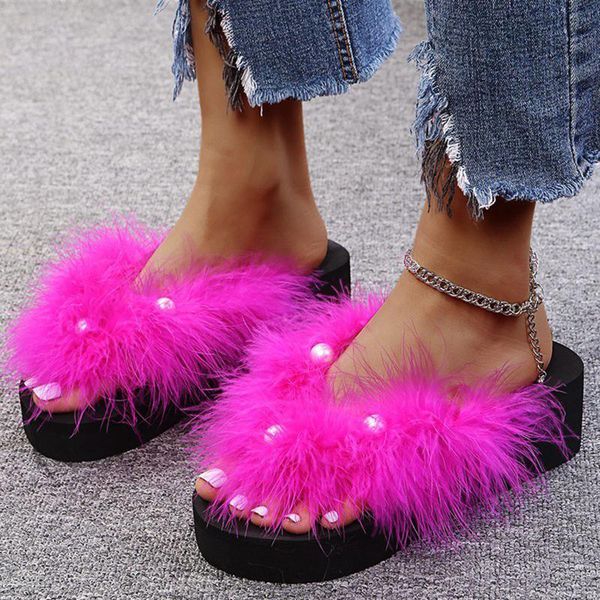 summer women slippers fashion furry pearl sandals flip flops outdoor beach thick bottom open-toe shoes sandales, Black
summer women slippers fashion furry pearl sandals flip flops outdoor beach thick bottom open-toe shoes sandales, Black