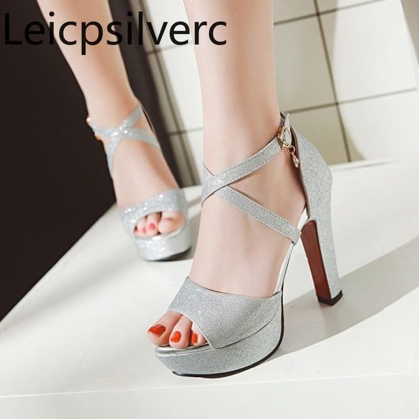 women's sandals summer style crystal sequin fish mouth open toe buckle thick heel high shoes plus size 32-43, Black
women's sandals summer style crystal sequin fish mouth open toe buckle thick heel high shoes plus size 32-43, Black