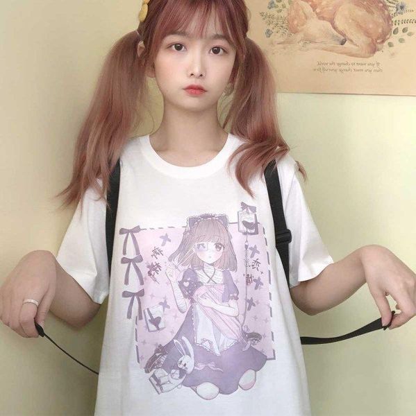 women's t-shirt summer harajuku gothic anime short sleeve loose oversized girl alternative clothing punk clothes tee shirt, White
women's t-shirt summer harajuku gothic anime short sleeve loose oversized girl alternative clothing punk clothes tee shirt, White