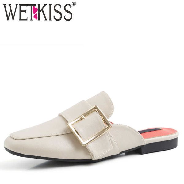 wetkiss fashion casual slippers woman square toe footwear buckle slides shoes female pu mules shoes woman summer 210630, Black
wetkiss fashion casual slippers woman square toe footwear buckle slides shoes female pu mules shoes woman summer 210630, Black