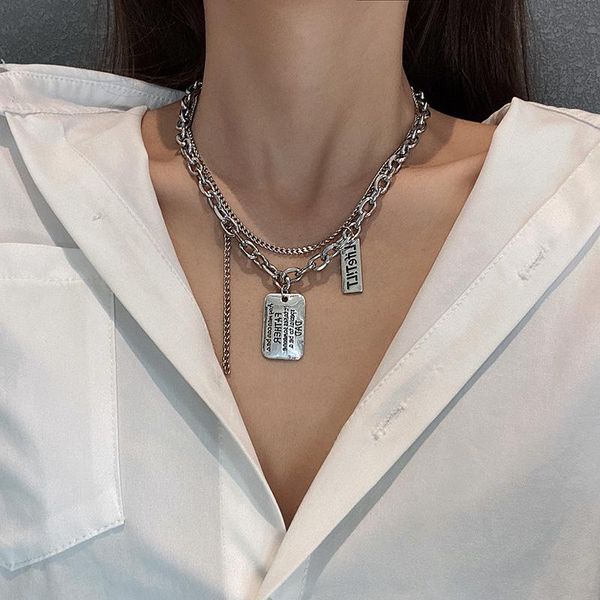 chains titanium stainless steel layered punk pendant necklace cuban neck fashion hip hop jewelry accessories for women men, Silver
chains titanium stainless steel layered punk pendant necklace cuban neck fashion hip hop jewelry accessories for women men, Silver