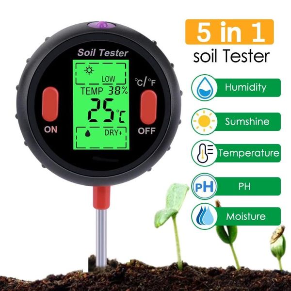 meters 5in1 digital soil ph meter moisture levels temperature sunlight intensity humidity tester large backlit lcd display
meters 5in1 digital soil ph meter moisture levels temperature sunlight intensity humidity tester large backlit lcd display