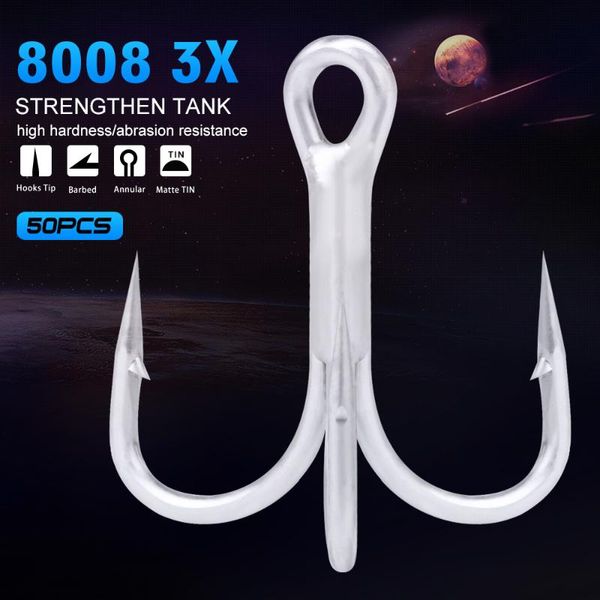 50pcs/lot saltwater fishing hook matte tin treble hooks 2/0#-1/0#-1#-2#-4#-6#-8# high-carbon steel high strength 3x
50pcs/lot saltwater fishing hook matte tin treble hooks 2/0#-1/0#-1#-2#-4#-6#-8# high-carbon steel high strength 3x