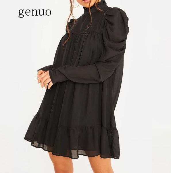 casual dresses women streetwear turtleneck draped puff sleeve dress autumn solid loose long above knee, Black;gray
casual dresses women streetwear turtleneck draped puff sleeve dress autumn solid loose long above knee, Black;gray