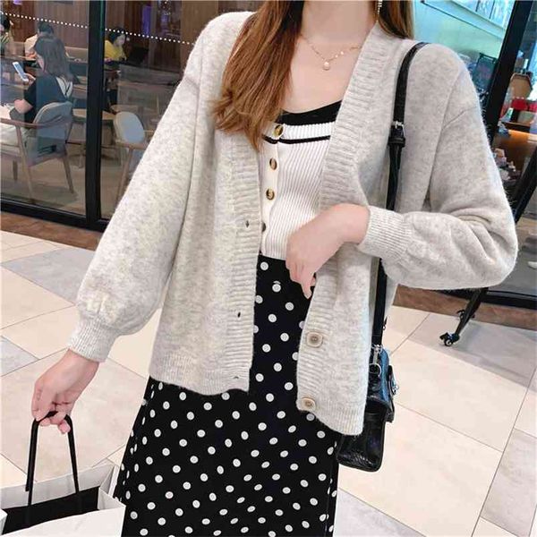 autumn korean women's loose short cardigan solid color lazy wind sweater v-neck pure wool thin outside 210427, White;black
autumn korean women's loose short cardigan solid color lazy wind sweater v-neck pure wool thin outside 210427, White;black