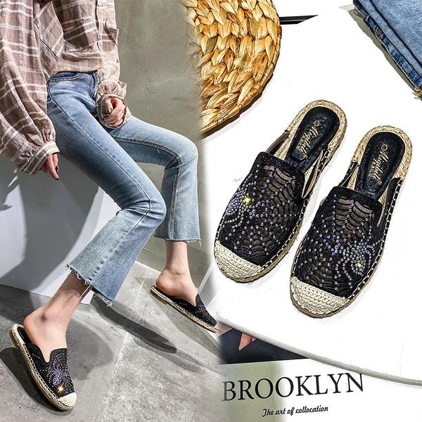slippers crystal slingback breathable mesh mules femme round toe shoes woman slip on espadrilles flats shoe women size 43, Black
slippers crystal slingback breathable mesh mules femme round toe shoes woman slip on espadrilles flats shoe women size 43, Black