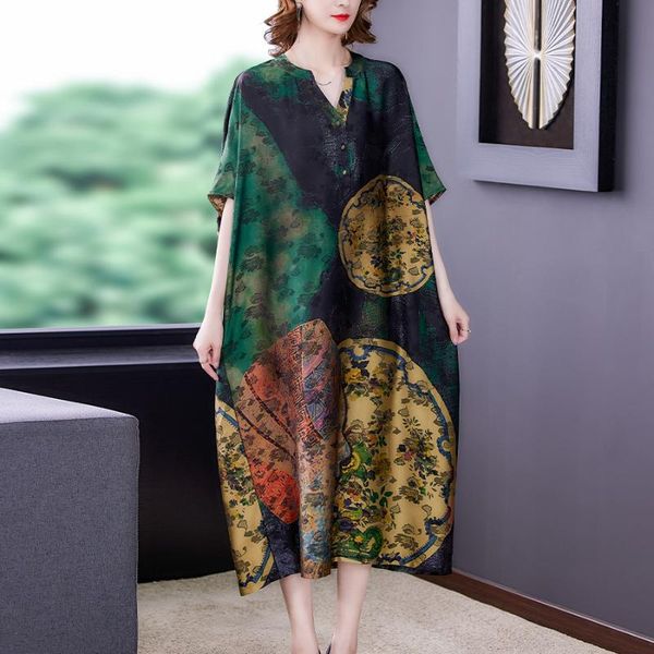 party dresses 2021 spring and summer chinese style retro v-neck print long female mulberry silk irregular bat sleeve dress loose, White;black
party dresses 2021 spring and summer chinese style retro v-neck print long female mulberry silk irregular bat sleeve dress loose, White;black