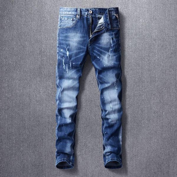 men's jeans european street fashion men retro blue elastic slim fit ripped frayed hole vintage designer casual denim pants
men's jeans european street fashion men retro blue elastic slim fit ripped frayed hole vintage designer casual denim pants