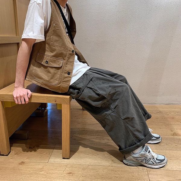 early autumn korean men's loose retro large pockets decorative wash japanese bf wind casual students wide leg pants, Black
early autumn korean men's loose retro large pockets decorative wash japanese bf wind casual students wide leg pants, Black