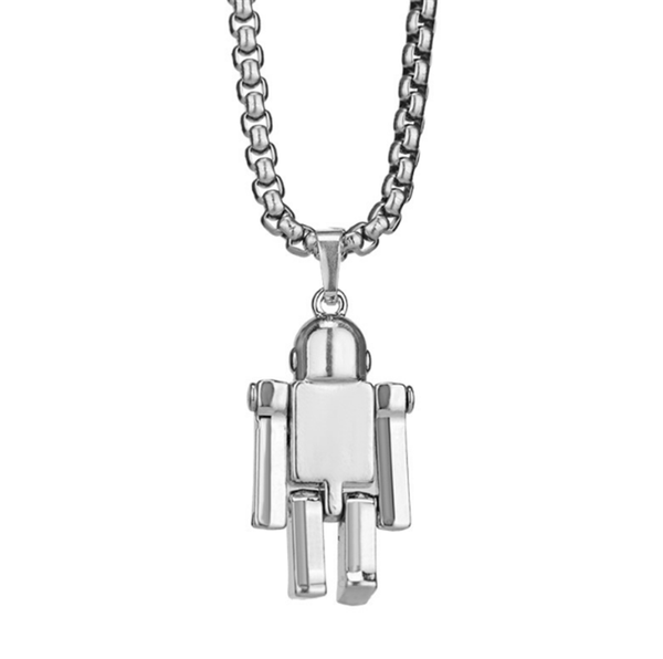 pendant necklaces 316l stainless steel robot movable necklace hip hop locomotive couple titanium no fade, Silver
pendant necklaces 316l stainless steel robot movable necklace hip hop locomotive couple titanium no fade, Silver
