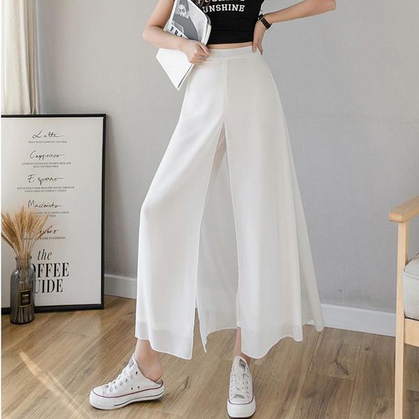 women summer thin chiffon ankle-length white loose pants casual high waist split pant skirts korean plus size trousers women's & capris, Black;white
women summer thin chiffon ankle-length white loose pants casual high waist split pant skirts korean plus size trousers women's & capris, Black;white