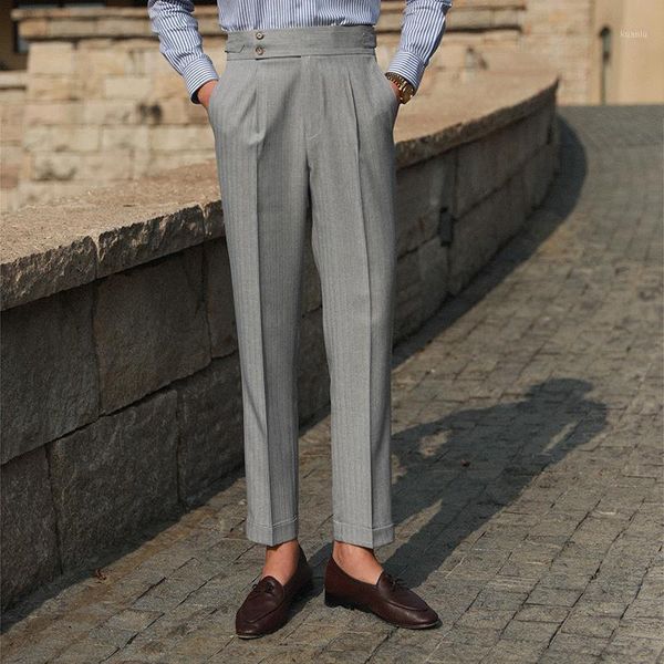 men's suits & blazers casual high waist straight striped pants versatile business formal trousers pant for man italian social, White;black
men's suits & blazers casual high waist straight striped pants versatile business formal trousers pant for man italian social, White;black