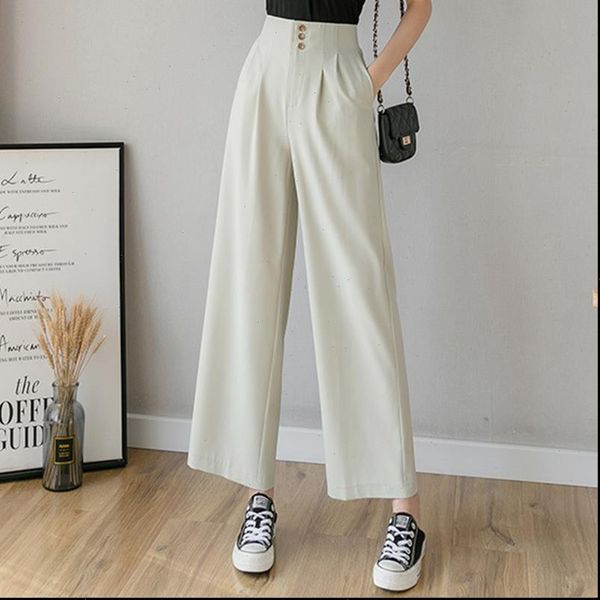 chiffon high waist womens capri wide leg summer black simple fashion trousers loose with button female trouser, Black;white
chiffon high waist womens capri wide leg summer black simple fashion trousers loose with button female trouser, Black;white