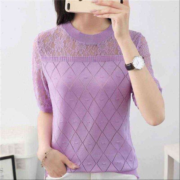women womens blouses spring summer style knitted hollow out lace shirts lady casual short sleeve o neck solid loose, White 
women womens blouses spring summer style knitted hollow out lace shirts lady casual short sleeve o neck solid loose, White