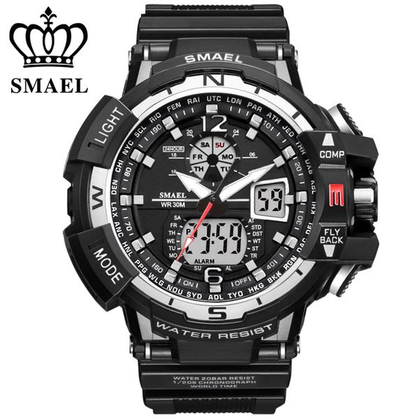smael brand sports watch men new waterproof fashion military clock shock men's luxury analog quartz dual display wrist watches x0524, Slivery;brown
smael brand sports watch men new waterproof fashion military clock shock men's luxury analog quartz dual display wrist watches x0524, Slivery;brown