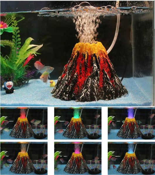 fashion aquarium volcano stone decoration fish tank bubble eruption ornament used with air pump led light decorations