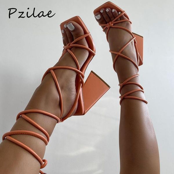 sandals pzilae 2021 summer women's high heels fashion solid color strap party shoes square head lace-up style plus size 35-42, Black 
sandals pzilae 2021 summer women's high heels fashion solid color strap party shoes square head lace-up style plus size 35-42, Black