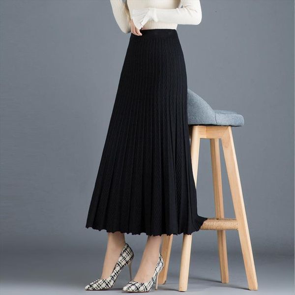 spring autumn vintage sweater women skirt elastic high waist pleated midi knitted a line solid elegant y548, Black
spring autumn vintage sweater women skirt elastic high waist pleated midi knitted a line solid elegant y548, Black