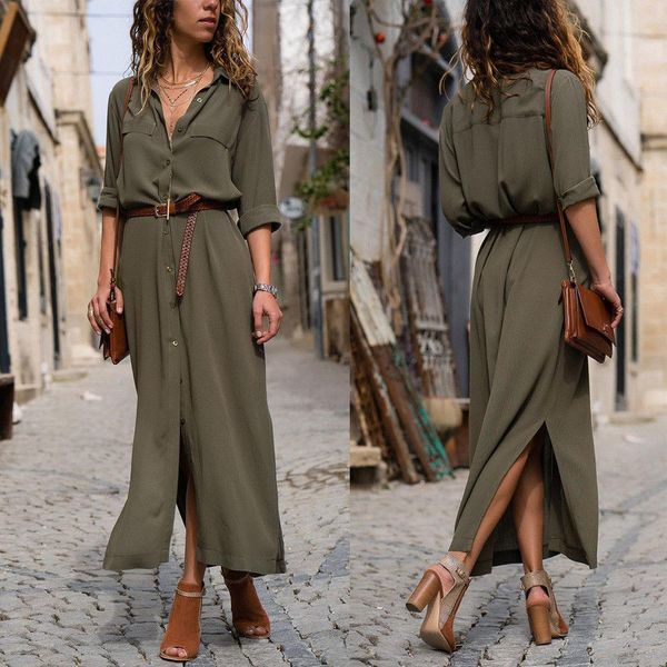 womens boho maxi dress women button summer party beach long sundress solid loose dresses cotton half sleeve, Black;gray
womens boho maxi dress women button summer party beach long sundress solid loose dresses cotton half sleeve, Black;gray