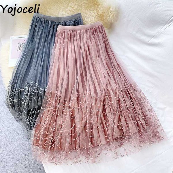 yojoceli elegant pleated mesh lace skirt women autumn pearl velvet long female winter casual high waist bottom 210609, Black
yojoceli elegant pleated mesh lace skirt women autumn pearl velvet long female winter casual high waist bottom 210609, Black