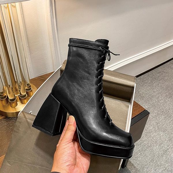 spring and autumn cross strap leather boots square toe temperament mature ladies high heels british style, Black
spring and autumn cross strap leather boots square toe temperament mature ladies high heels british style, Black