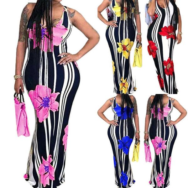 casual dresses women dress long floral printed ladies strap silm fit sleeveless maxi party plus size clothing, Black;gray
casual dresses women dress long floral printed ladies strap silm fit sleeveless maxi party plus size clothing, Black;gray