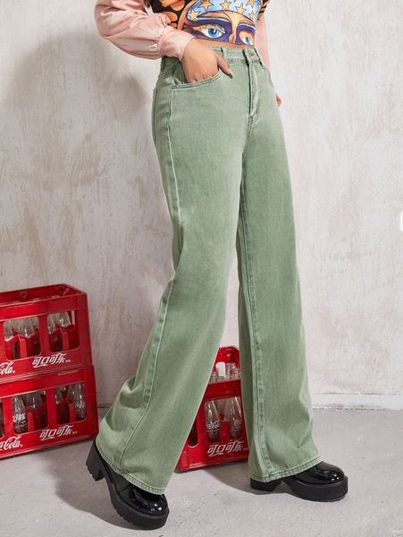 high waist straight leg jeans l6lz#, Blue 
high waist straight leg jeans l6lz#, Blue