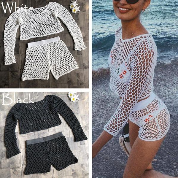 women's swimwear swimsuit female bikini crochet beach split fishnet hollow out mesh cover up long sleeve beachwear, White;black
women's swimwear swimsuit female bikini crochet beach split fishnet hollow out mesh cover up long sleeve beachwear, White;black