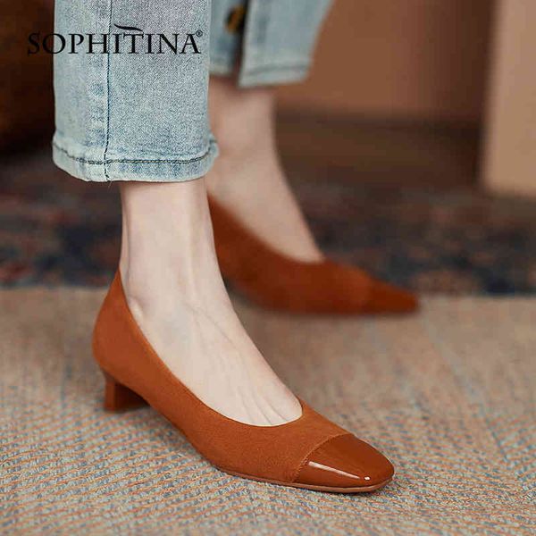 sophitina gentle wind mid-heel square toe women shoes stitching sheepskin simple shoes spring all-match alip-on lady pumps ao188 210513, Black
sophitina gentle wind mid-heel square toe women shoes stitching sheepskin simple shoes spring all-match alip-on lady pumps ao188 210513, Black