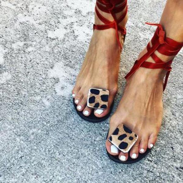 summer strap sandals women's flats open toe leopard casual shoes gladiator women 35-42, Black 
summer strap sandals women's flats open toe leopard casual shoes gladiator women 35-42, Black