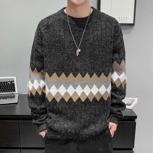 men's mens crew neck sweater winter casual oversized korean fashion streetwear hip hop pullovers patchwork loose sweaters for men f3ds, White;black
men's mens crew neck sweater winter casual oversized korean fashion streetwear hip hop pullovers patchwork loose sweaters for men f3ds, White;black