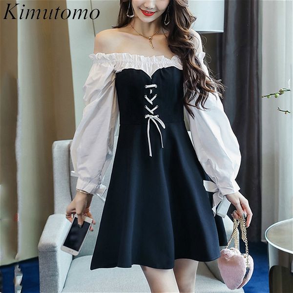 kimutomo slash neck mini dress women spring autumn chic fashion female slim waist lace up a-line vestidos de mujer 210521, Black;gray
kimutomo slash neck mini dress women spring autumn chic fashion female slim waist lace up a-line vestidos de mujer 210521, Black;gray