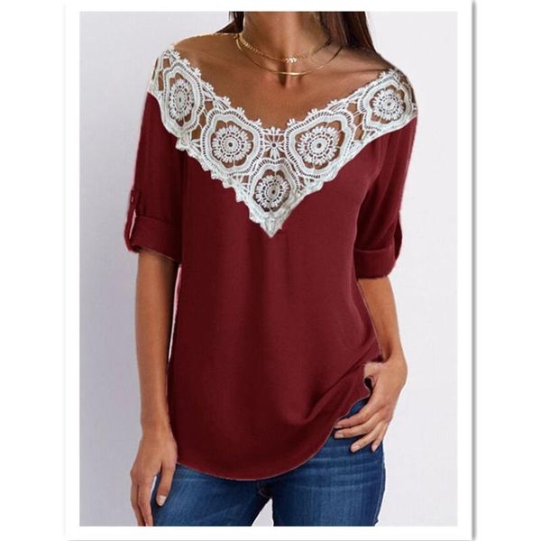 women's t-shirt t shirt summer lace patchwork for women v neck solid short sleeve fashion casual ladies female tees, White
women's t-shirt t shirt summer lace patchwork for women v neck solid short sleeve fashion casual ladies female tees, White