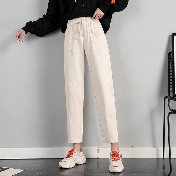 women cotton boyfriend cargo pants elastic waist drawstring loose straight-leg casual drape woman black slim fit trousers women's & cap, Black;white
women cotton boyfriend cargo pants elastic waist drawstring loose straight-leg casual drape woman black slim fit trousers women's & cap, Black;white