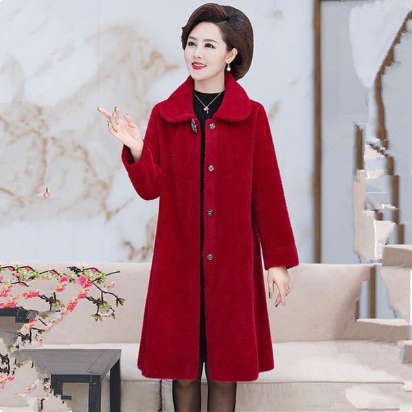 women's wool & blends quality mink fleece winter coat mid-length loose 6xl plus size double-sided cashmere casual jacket, Black
women's wool & blends quality mink fleece winter coat mid-length loose 6xl plus size double-sided cashmere casual jacket, Black