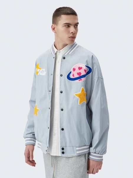 men letter & star patched bomber jacket q5s7#, Black;brown
men letter & star patched bomber jacket q5s7#, Black;brown