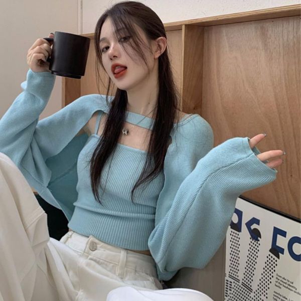 women's knits & tees knit sweater women autumn 2021 short loose long-sleeved cardigan vest suspenders two-piecev sets jacket, White
women's knits & tees knit sweater women autumn 2021 short loose long-sleeved cardigan vest suspenders two-piecev sets jacket, White