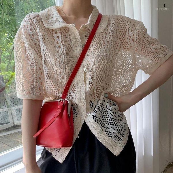 women's blouses & shirts korean lace hollow out blouse women bottomed shirt summer solid sweet office lady casual 2021 -neck blusa 1484, White
women's blouses & shirts korean lace hollow out blouse women bottomed shirt summer solid sweet office lady casual 2021 -neck blusa 1484, White