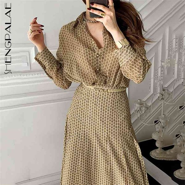 printed laple single breasted long sleeve shirt and high waist mid-calf skirt white belt two piece sets for women 210427
printed laple single breasted long sleeve shirt and high waist mid-calf skirt white belt two piece sets for women 210427