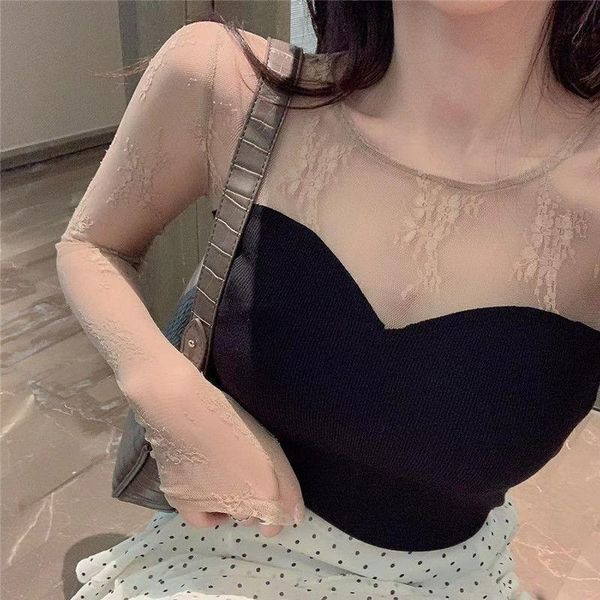 woman tshirts autumn women's young mesh lace stitching mujer camisetas t-shirt, White
woman tshirts autumn women's young mesh lace stitching mujer camisetas t-shirt, White