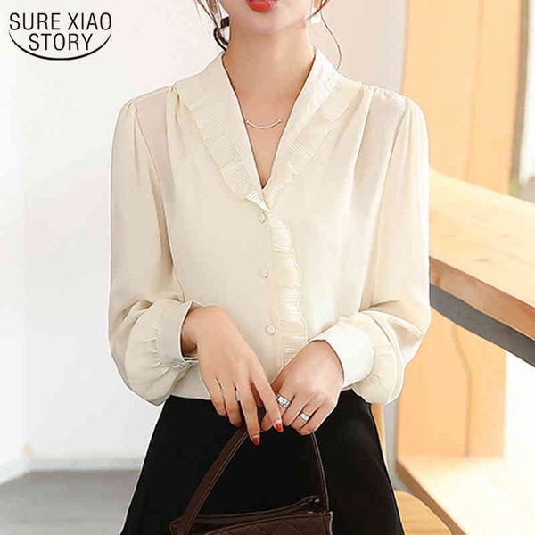 autumn ruffle pleated v-neck white shirt vintage puff long sleeve chiffon blouse women cardigan fashion office 11592 210508
autumn ruffle pleated v-neck white shirt vintage puff long sleeve chiffon blouse women cardigan fashion office 11592 210508