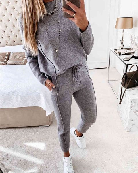 spring autumn women'splain long sleeve & drawstring pants set femme casual wear ladies sport outfits new 210415, White
spring autumn women'splain long sleeve & drawstring pants set femme casual wear ladies sport outfits new 210415, White