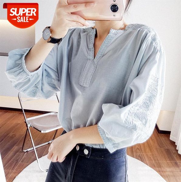 930060 western style v-neck embroidered shirt thin loose temperament lantern sleeve pullover blouse women #i41r, Black;gray
930060 western style v-neck embroidered shirt thin loose temperament lantern sleeve pullover blouse women #i41r, Black;gray