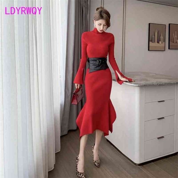fall/winter high collar slim sleeve knitted dress with bottom fish tail office lady sheath 210416, Black;gray
fall/winter high collar slim sleeve knitted dress with bottom fish tail office lady sheath 210416, Black;gray
