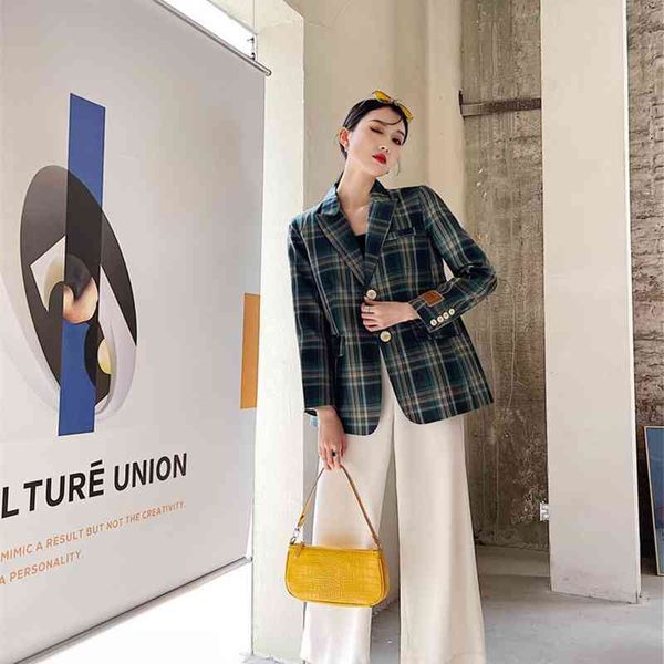 women's suits & blazers british style plaid green women fashion jacket patch ladies suit tailored coat spring 2021 k9l8, White;black
women's suits & blazers british style plaid green women fashion jacket patch ladies suit tailored coat spring 2021 k9l8, White;black