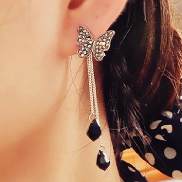 earrings butterfly full diamond tassel long water drop pendant earrings female earrings, Silver
earrings butterfly full diamond tassel long water drop pendant earrings female earrings, Silver