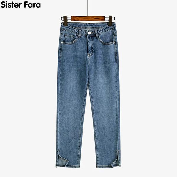 women's jeans sister fara summer female denim trousers casual high waist chic split ladies full length straight solid pants, Blue
women's jeans sister fara summer female denim trousers casual high waist chic split ladies full length straight solid pants, Blue