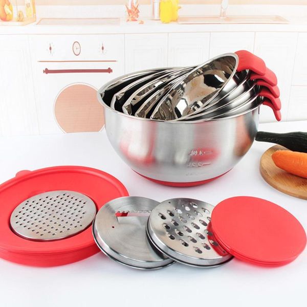 bowls stainless steel egg bowl salad non-slip silicone bottom handle scale with lid baking supplies
bowls stainless steel egg bowl salad non-slip silicone bottom handle scale with lid baking supplies