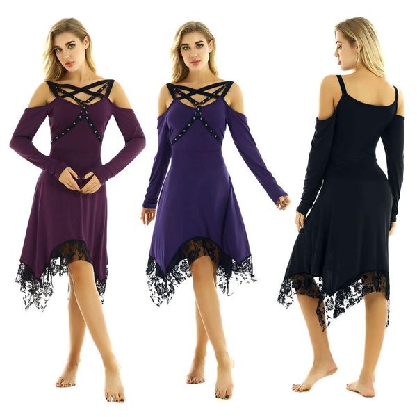 casual dresses women punk gothic dress off shoulder long sleeves vintage fashion irregular lace hemline black midi, Black;gray
casual dresses women punk gothic dress off shoulder long sleeves vintage fashion irregular lace hemline black midi, Black;gray